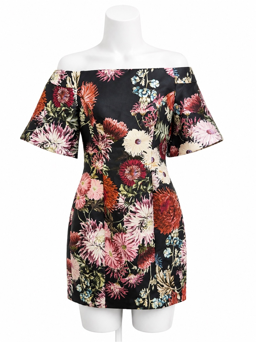 KEEPSAKE the Label Black Floral Off-Shoulder Cocktail Mini Dress Small